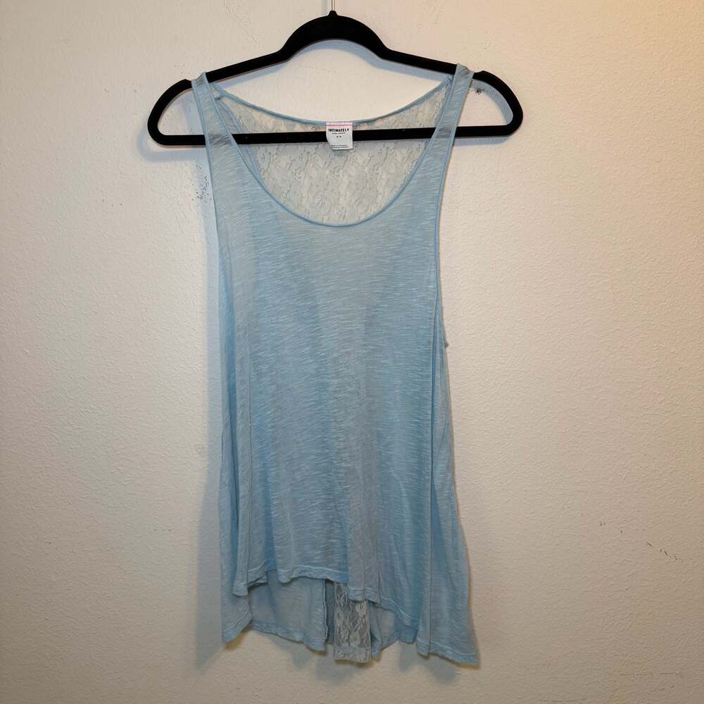 Intimately Free People Light Blue Slub Knit Racerback Tank with Lace Back Detail